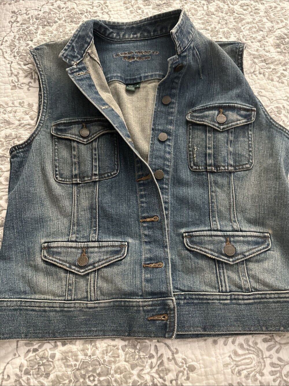 Lauren Jeans CompanyDenim Distressed Vest Women’s Medium Jean Sleeveless